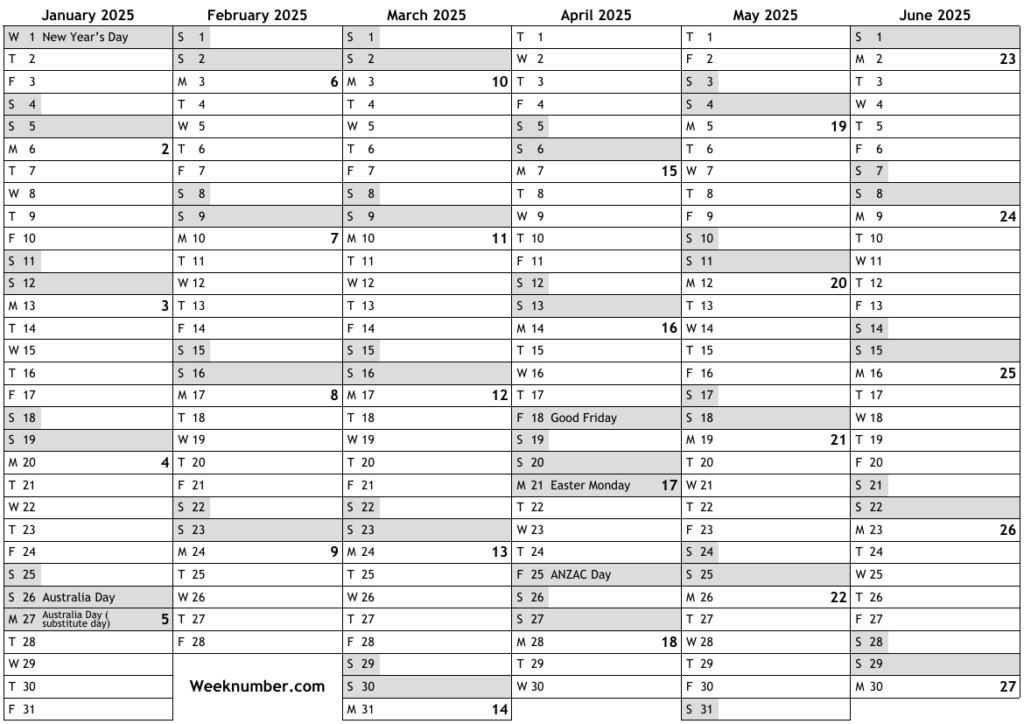 2025 Calendar With Week Numbers And Holidays For Australia Official  - 2025 Calendar With Week Numbers Australia