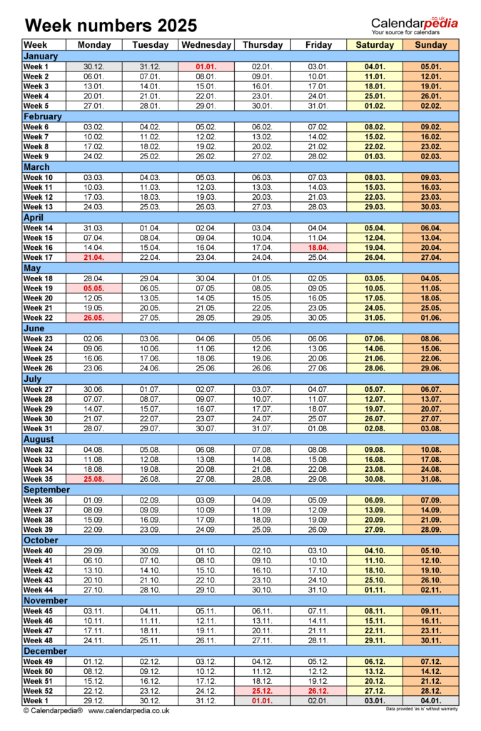 2025 Calendar With Week Numbers Excel Mair Miranda - 2025 Excel Calendar With Week Numbers