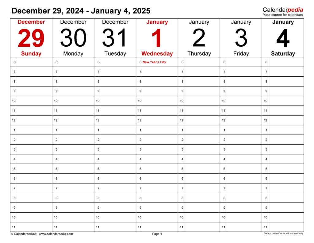 2025 Weekly Calendar Printable Free Pdf One Page 2025 James Kemp - 2025 Weekly Calendar With Week Numbers