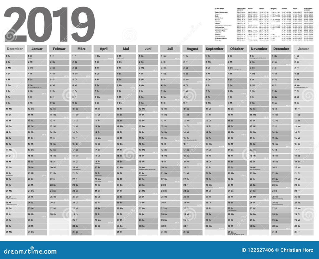 Anual Planner Calendar 2019 For Germany Stock Vector Illustration Of  - 2019 German Calendar With Week Numbers