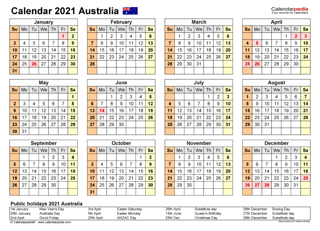 Australia Calendar 2021 Free Printable Excel Templates - Australian Financial Year Calendar With Week Numbers