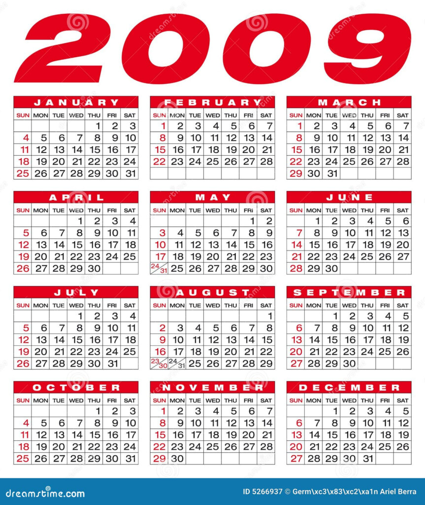 Calendar 2009 Stock Vector Illustration Of Vector Weeks 5266937 - Calendar 2009 Showing Week Numbers