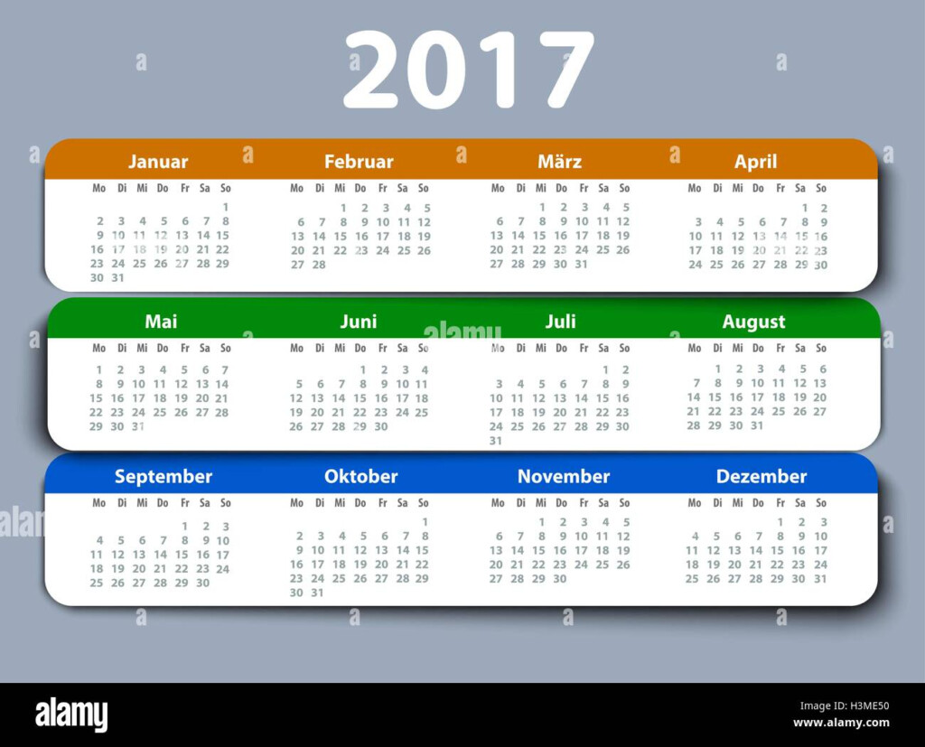 Calendar 2017 Year German Week Starting On Monday Stock Vector Image  - Calendar 2017 Germany Week Numbers