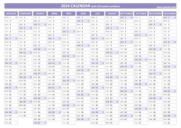 Calendar 2024 Week Numbers Pdf Eugine Salome - Pdf 2024 Calendar With Week Numbers