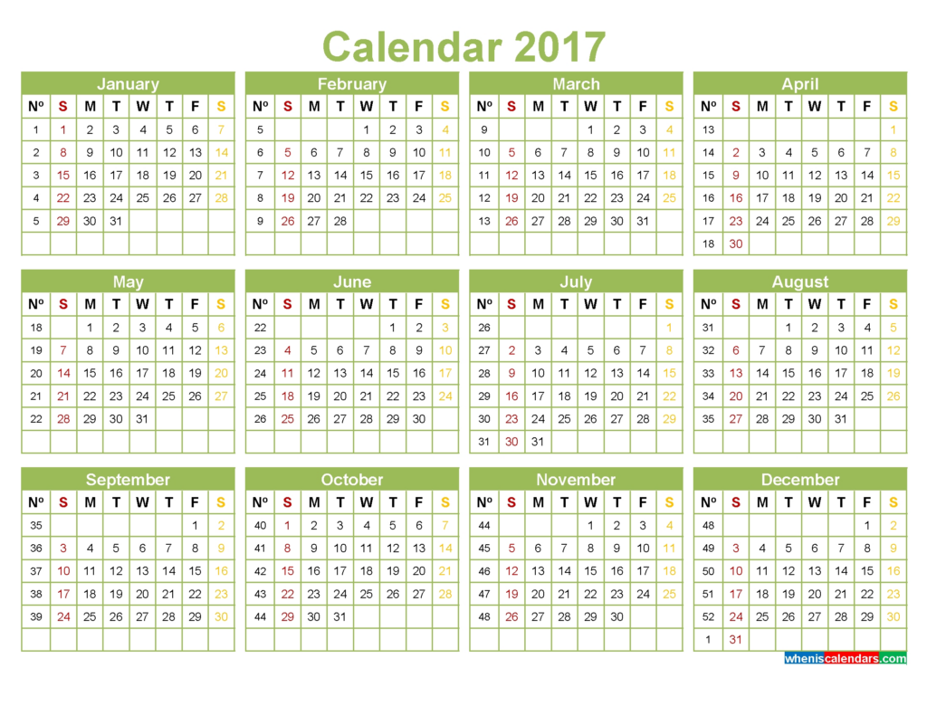 Calendar By Week 2017 Printable Template Calendar Design - 2017 Calendar With Week And Day Numbers