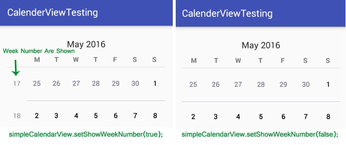 Calendar View Tutorial With Example In Android Studio Abhi Android - Android Calendar Week Numbers