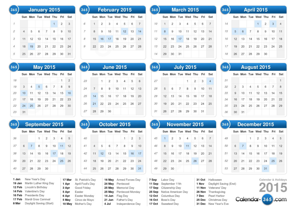 Calendar With Holidays 2015 Pictures Images - 2015 Calendar With Week Numbers Usa