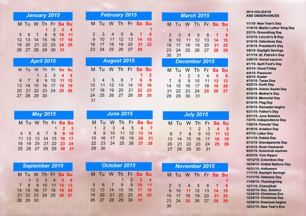 Calendar With Holidays 2015 Pictures Images - Calendar 2015 With Bank Holidays And Week Numbers