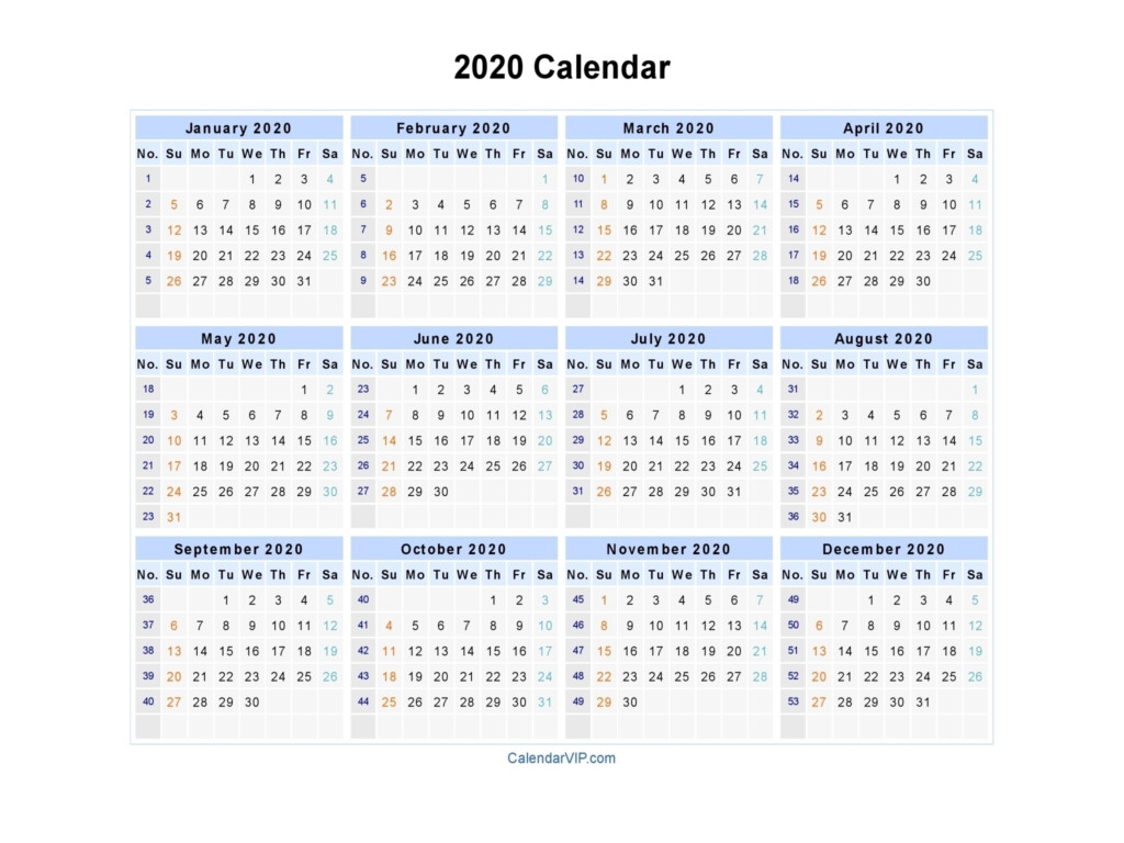 Calendar With Week Numbers 2020 Month Calendar Printable - Monthly Calendar 2020 With Week Numbers