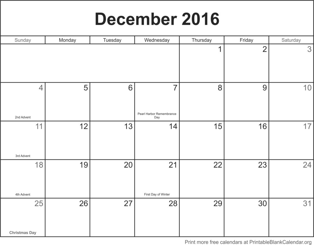 Dec 2016 Calendar - 2016 Calendar With Week Numbers Printable Uk