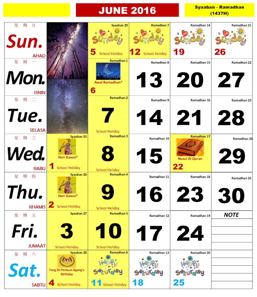  Download Percuma Kalender Malaysia 2016 - Calendar 2016 Malaysia With Week Numbers