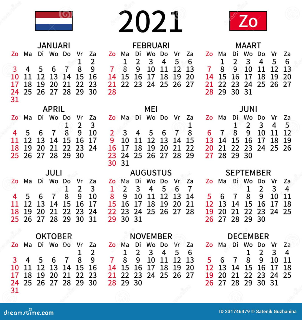 Dutch Calendar 2022 With Numbers In Circles Week Starts On Sunday  - Dutch Calendar With Week Numbers