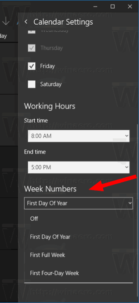 Enable Week Numbers For Calendar App In Windows 10 - Windows Calendar Add Week Numbers