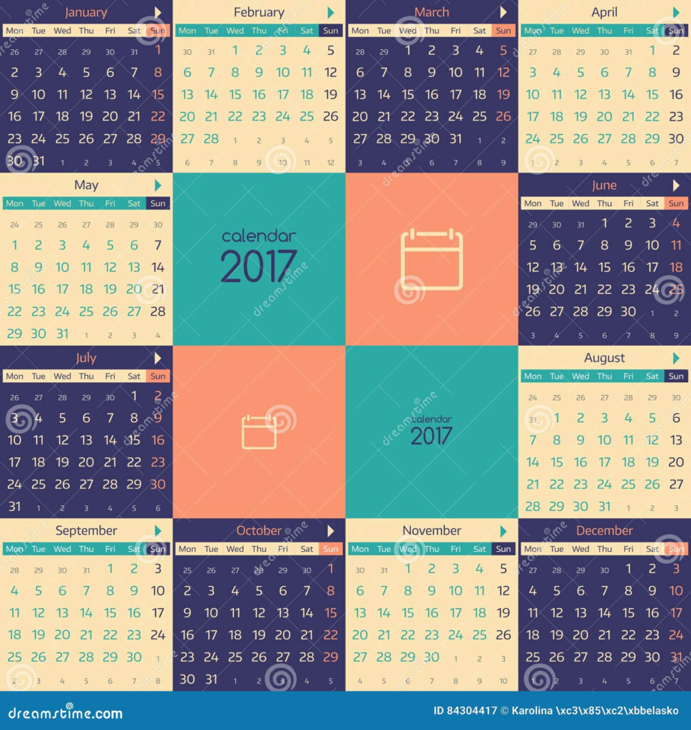 European Calendar For 2017 Year Stock Vector Illustration Of November  - European Calendar 2017 With Week Numbers