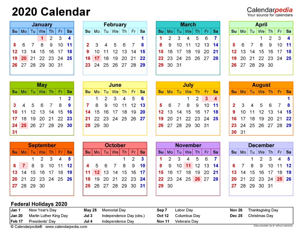 Excel Sheet 2020 Calendar With Week Numbers Printable - 2020 Calendar With Week Numbers Xls