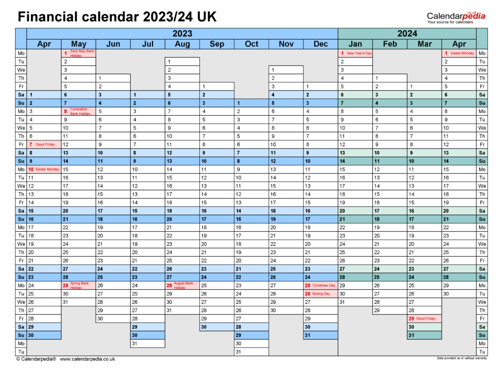 Fiscal Year Calendar 2023 24 Printable Calendars AT A GLANCE - Tax Year Calendar With Week Numbers