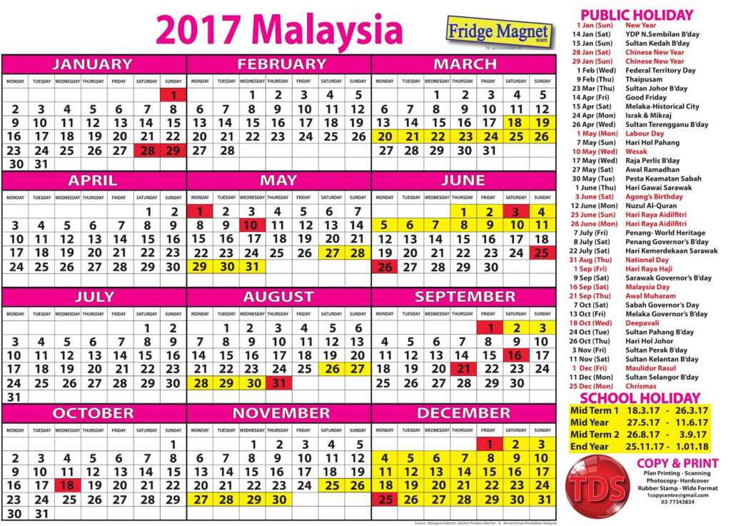 FREE CALENDAR 2017 MALAYSIA KALENDAR PERCUMA 2017 MALAYSIA  - 2017 Calendar With Week Numbers Malaysia