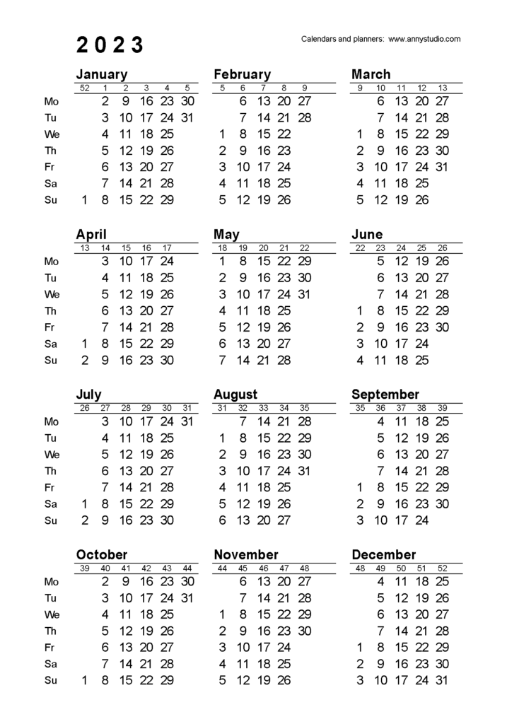 Free Printable Calendars And Planners 2021 2022 And 2023 Calendar  - 2013 Calendar Numbered Weeks