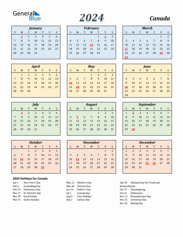 Free Printable Monthly Calendar 2024 Canada With Holidays Dniren Trudey - 2024 Calendar Canada With Week Numbers