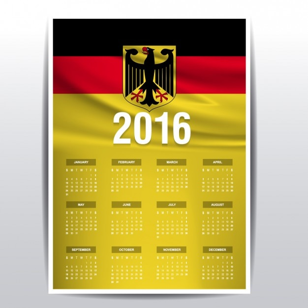 Free Vector Germany Calendar Of 2016 - German Calendar 2016 With Week Numbers