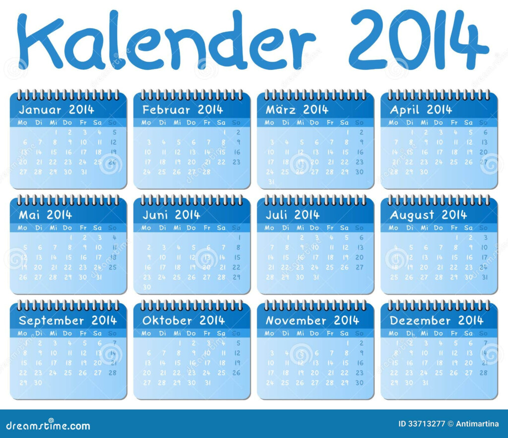 German Calendar 2014 Stock Vector Illustration Of Spiral 33713277 - German Calendar 2014 With Week Numbers