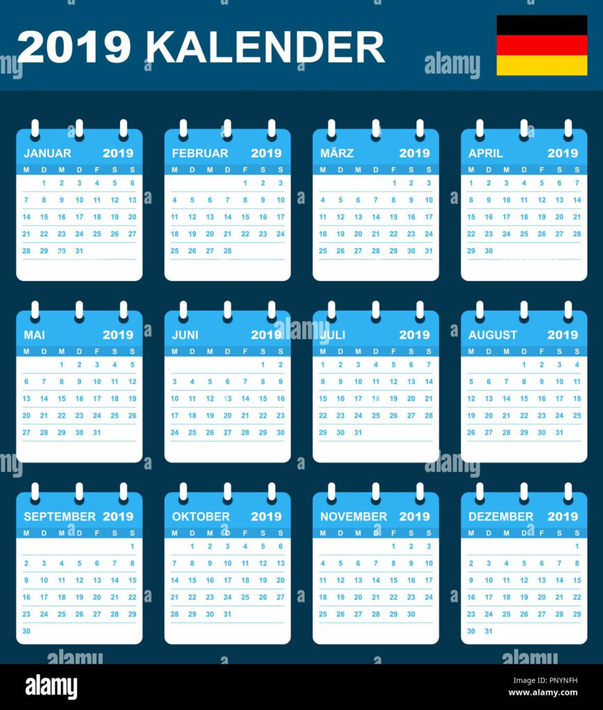 German Calendar For 2019 Scheduler Agenda Or Diary Template Week  - German Calendar 2019 With Week Numbers