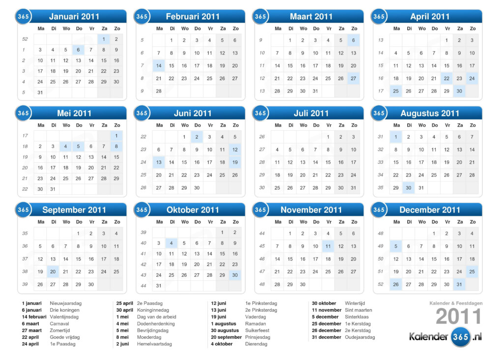 Kalender 2011 - 2011 Calendar Numbered Weeks