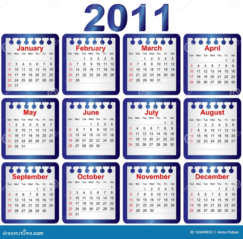 Kalender 2011 Vector Illustratie Illustratie Bestaande Uit Planning  - 2011 Calendar Numbered Weeks