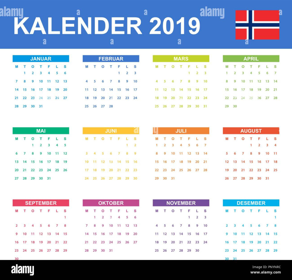 Norwegian Calendar For 2019 Scheduler Agenda Or Diary Template Week  - Norwegian Calendar 2019 Week Numbers