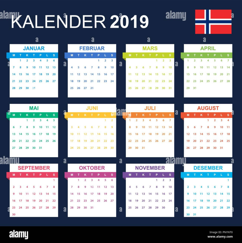 Norwegian Calendar For 2019 Scheduler Agenda Or Diary Template Week  - Norwegian Calendar 2019 Week Numbers