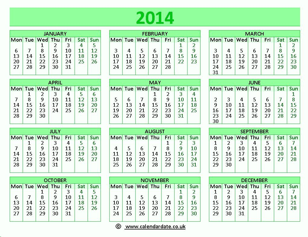 Printable Free 2014 Calendar 2014 B 2014 Calendar UK Calendar 2014  - 2014 Calendar Uk With Week Numbers