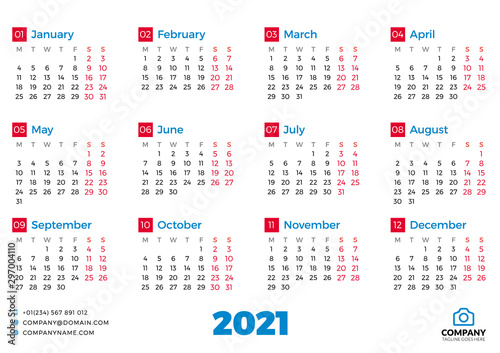 Simple Calendar Template For 202 Year Week Starts On Monday Vector  - 202 Calendar Week Numbers