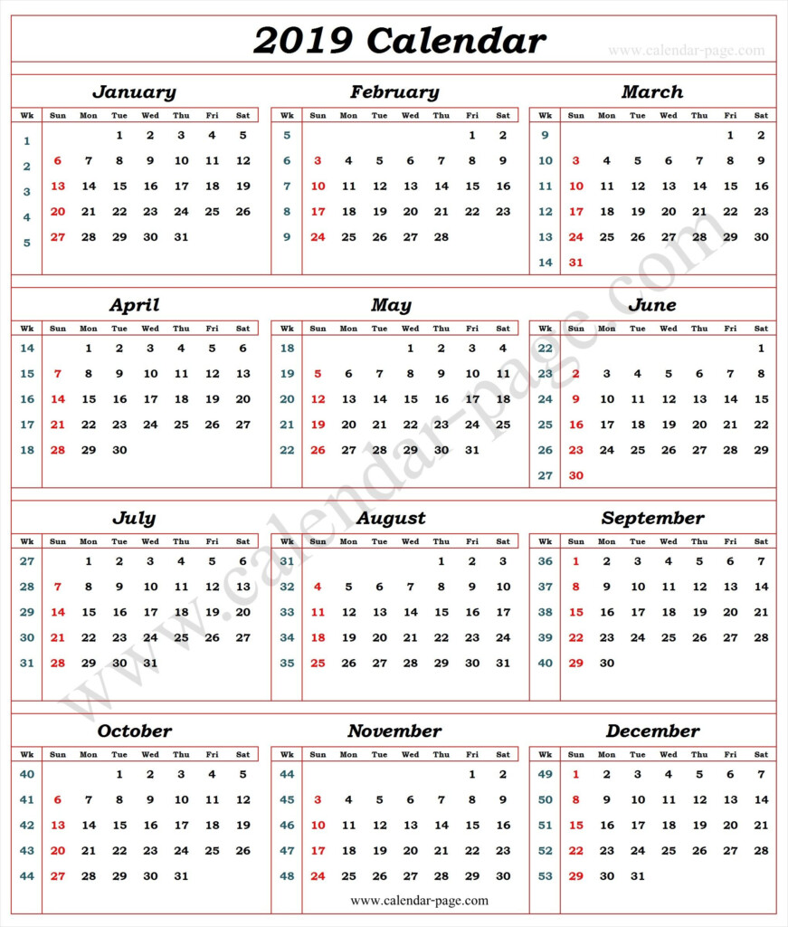 Week Number Calendar Time Table - 202 Calendar Week Numbers