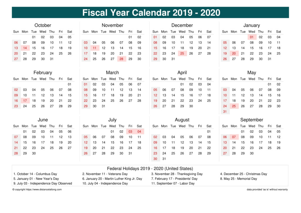 Week Numbers Fiscal Year 2019 2020 - 2019 Fiscal Calendar With Week Numbers