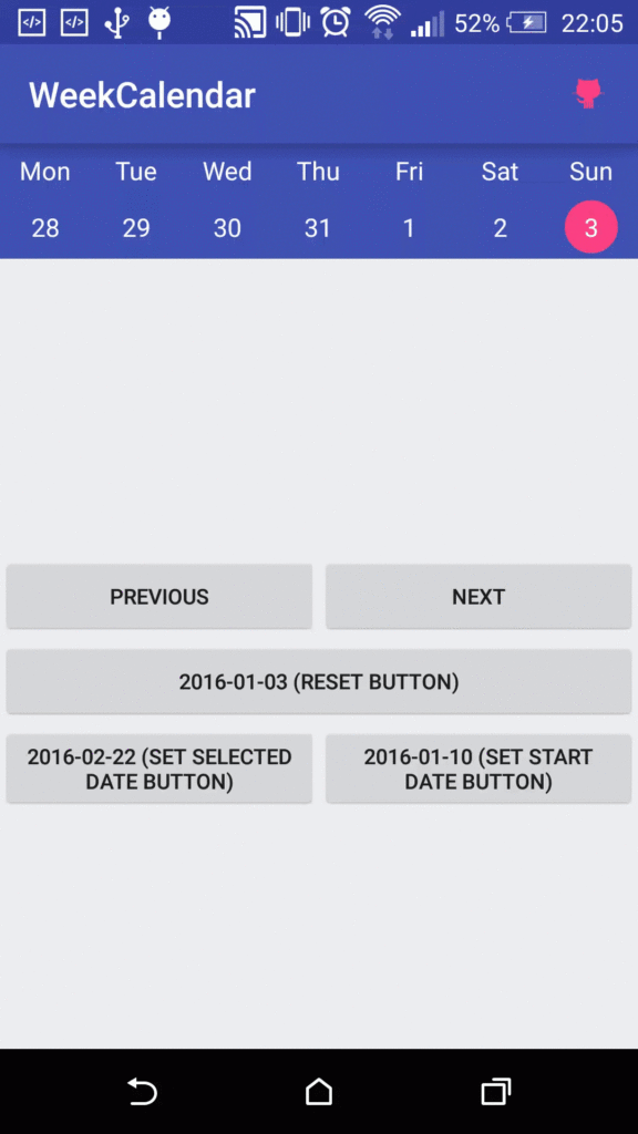 WeekCalendar A Simple Weekly Calendar codeKK AndroidOpen Source Website - Calendar With Week Numbers Android App