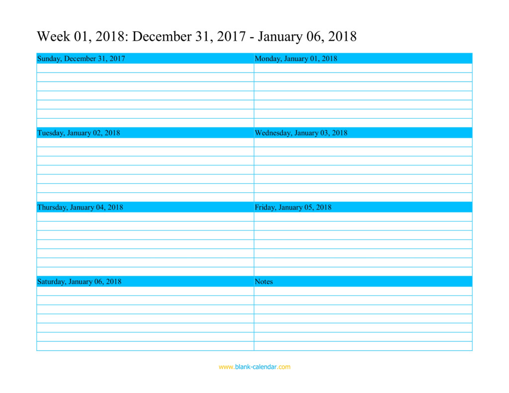 Weekly Calendar 2018 WORD EXCEL PDF  - 2018 Weekly Calendar Excel With Week Numbers