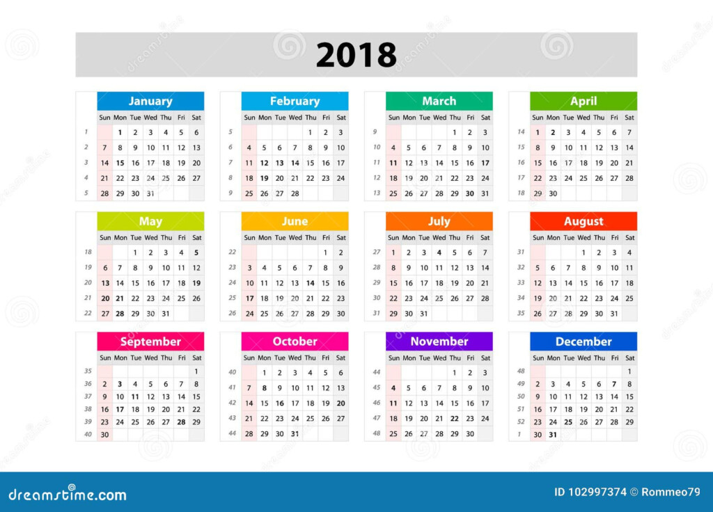 Year Calendar With Week Numbers - 2016 To 2018 Calendar With Week Numbers