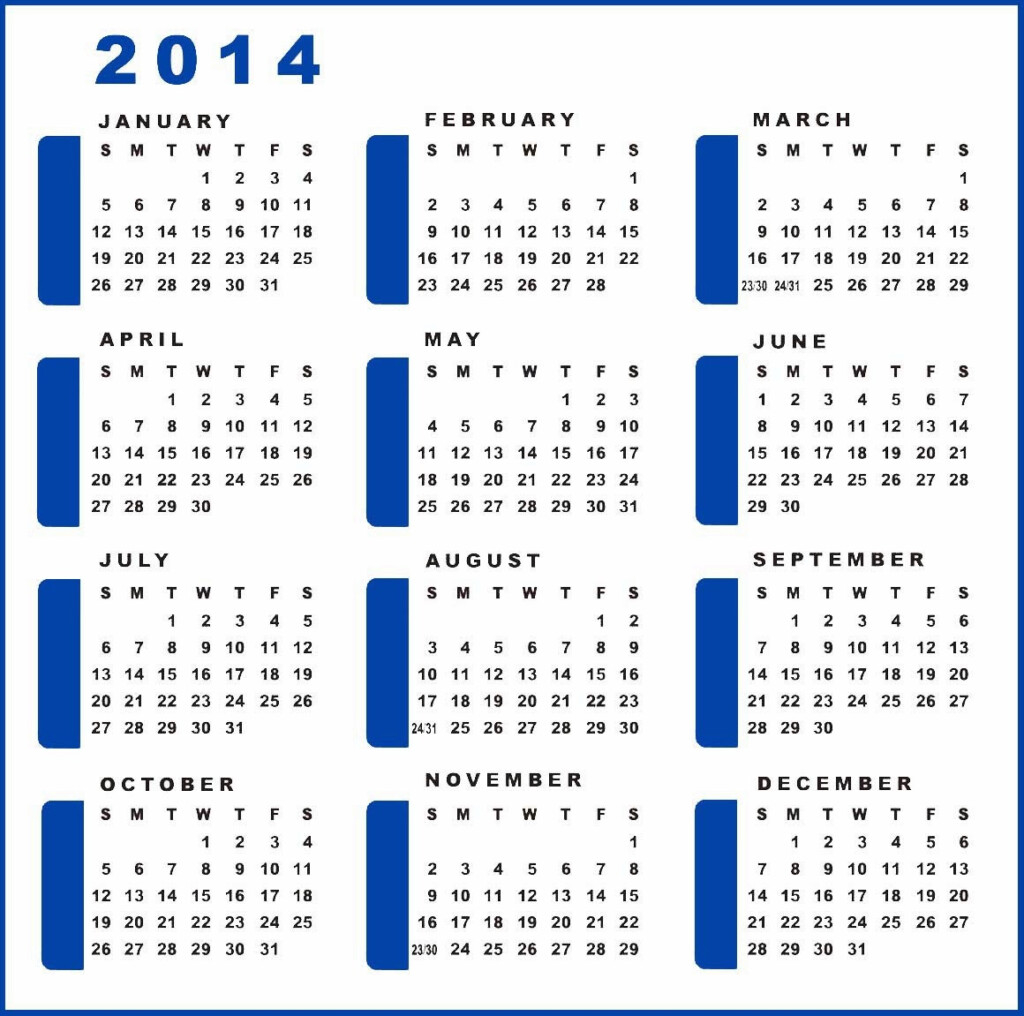 Yearly Calendar 2014 Printable Calendar 2014 Blank Calendar 2014  - 2014 Printable Calendar With Numbered Weeks