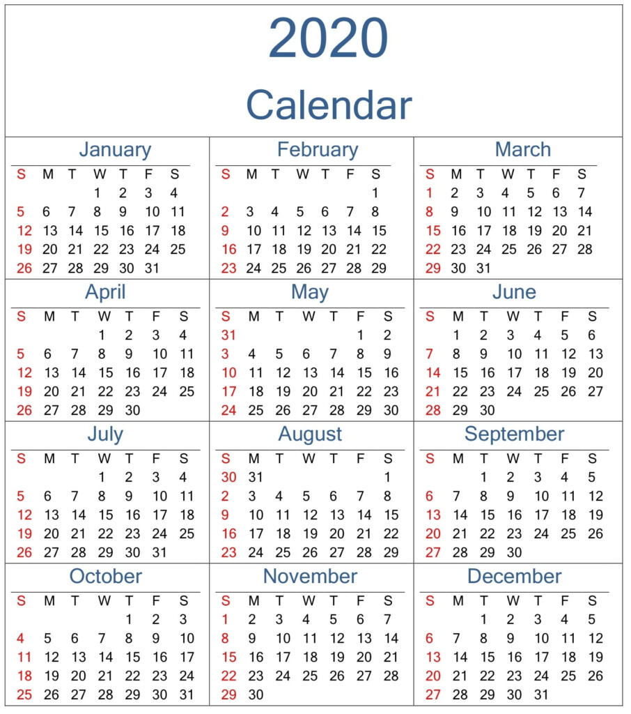 Yearly Monday To Sunday Calendar 2020 With Week Numbers - 2020 Calendar Showing Week Numbers