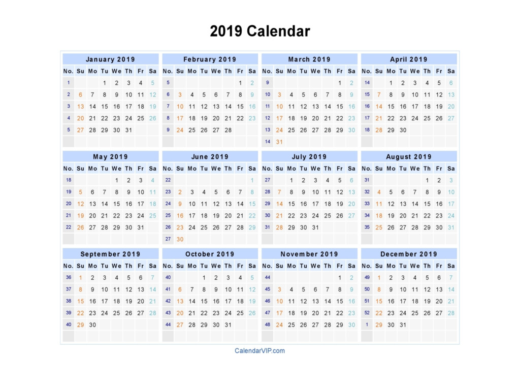 Yearly Monday To Sunday Calendar 2020 With Week Numbers - Calendar With Week Numbers 2019 And 2020